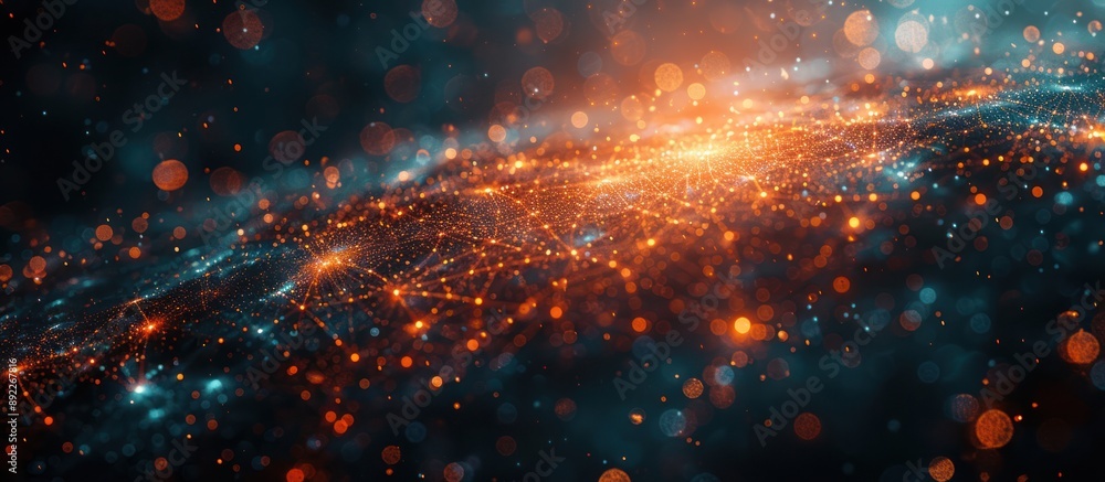 Fototapeta premium Abstract Network with Orange and Blue Lights