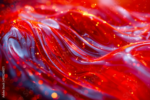 Glossy sparkle liquid red resin texture abstract background photo