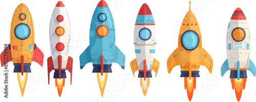 Toy galaxies on a plain white background. Vector flat isolated illustration.