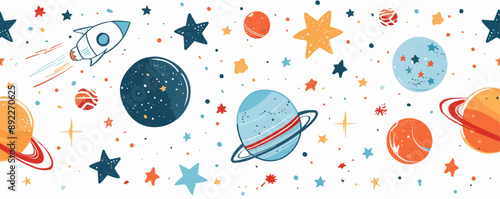 Toy galaxies on a plain white background. Vector flat isolated illustration.