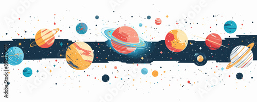 Toy galaxies on a plain white background. Vector flat isolated illustration.