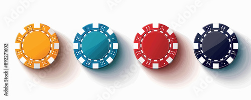 Poker chips on a white background. Vector flat minimalistic isolated illustration.