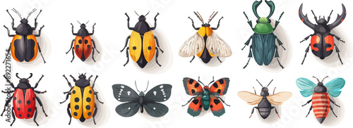 Toy insects on a white background. Vector flat minimalistic isolated illustration.