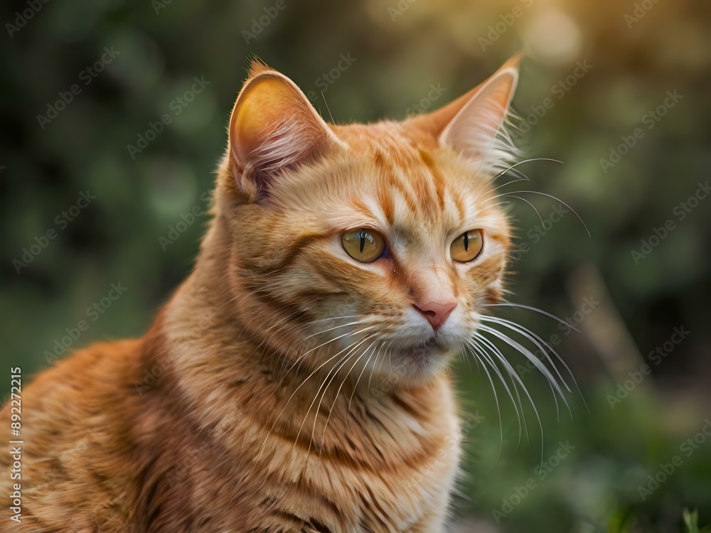 orange cat with blur background, orange cat is sitting and looking orange cat with blur background, orange cat is sitting and looking