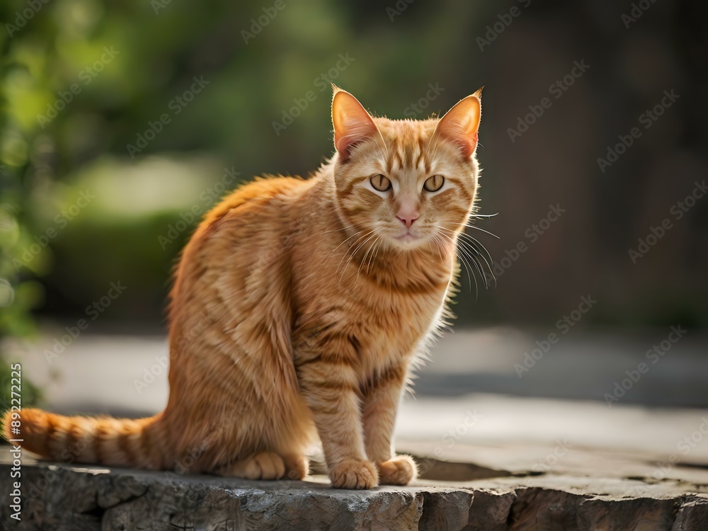 orange cat with blur background, orange cat is sitting and looking orange cat with blur background, orange cat is sitting and looking