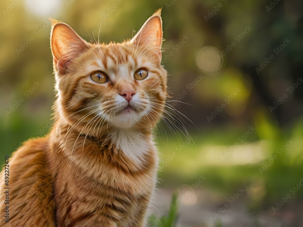 orange cat with blur background, orange cat is sitting and looking orange cat with blur background, orange cat is sitting and looking