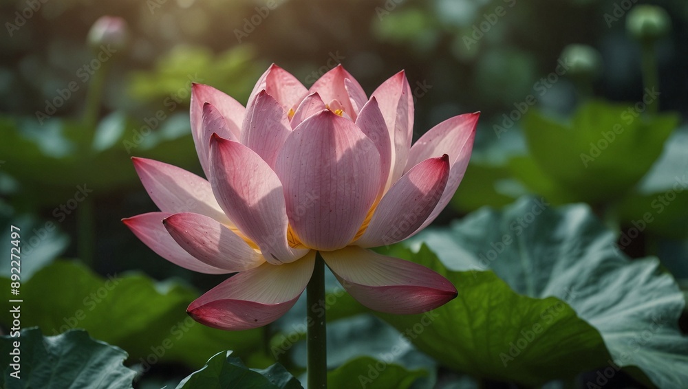 photo of pink lotus flowers blooming in the lake made by AI generative photo of pink lotus flowers blooming in the lake made by AI generative