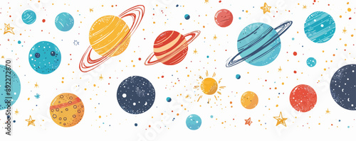 Toy galaxies on a white background. Vector flat minimalistic isolated illustration