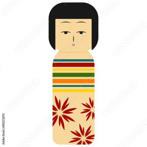 伝統的な日本のこけしのベクターイラスト。