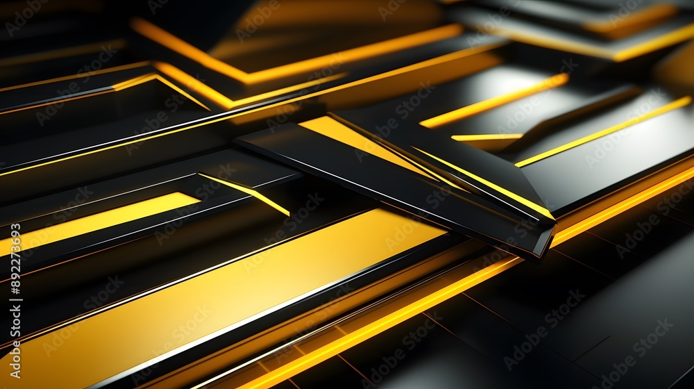 3d rendering of yellow and black abstract geometric background. Scene for advertising, technology, showcase, banner, game, sport, cosmetic, business, metaverse. Sci-Fi Illustration. Product display 3d rendering of yellow and black abstract geometric background. Scene for advertising, technology, showcase, banner, game, sport, cosmetic, business, metaverse. Sci-Fi Illustration. Product display