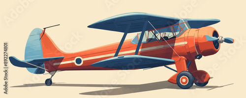 Toy airplane on a white background. Vector flat minimalistic isolated illustration