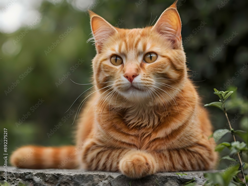 orange cat with blur background, orange cat is sitting and looking orange cat with blur background, orange cat is sitting and looking
