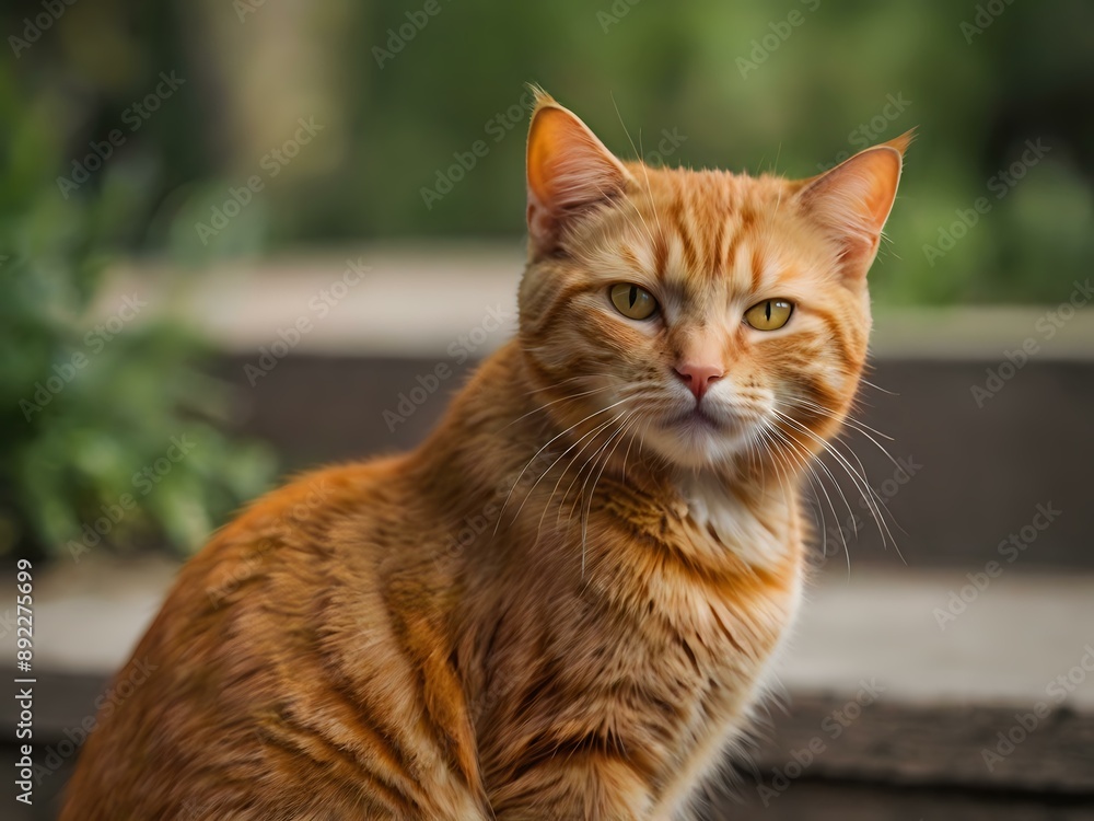 orange cat with blur background, orange cat is sitting and looking orange cat with blur background, orange cat is sitting and looking
