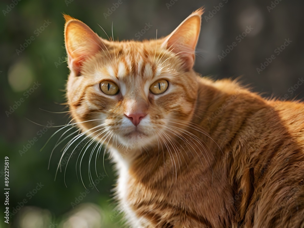 orange cat with blur background, orange cat is sitting and looking orange cat with blur background, orange cat is sitting and looking