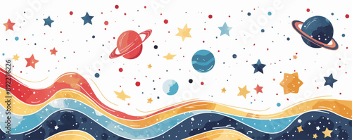 Toy galaxies on a white background. Vector flat minimalistic isolated illustration.