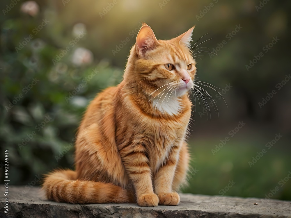orange cat with blur background, orange cat is sitting and looking orange cat with blur background, orange cat is sitting and looking