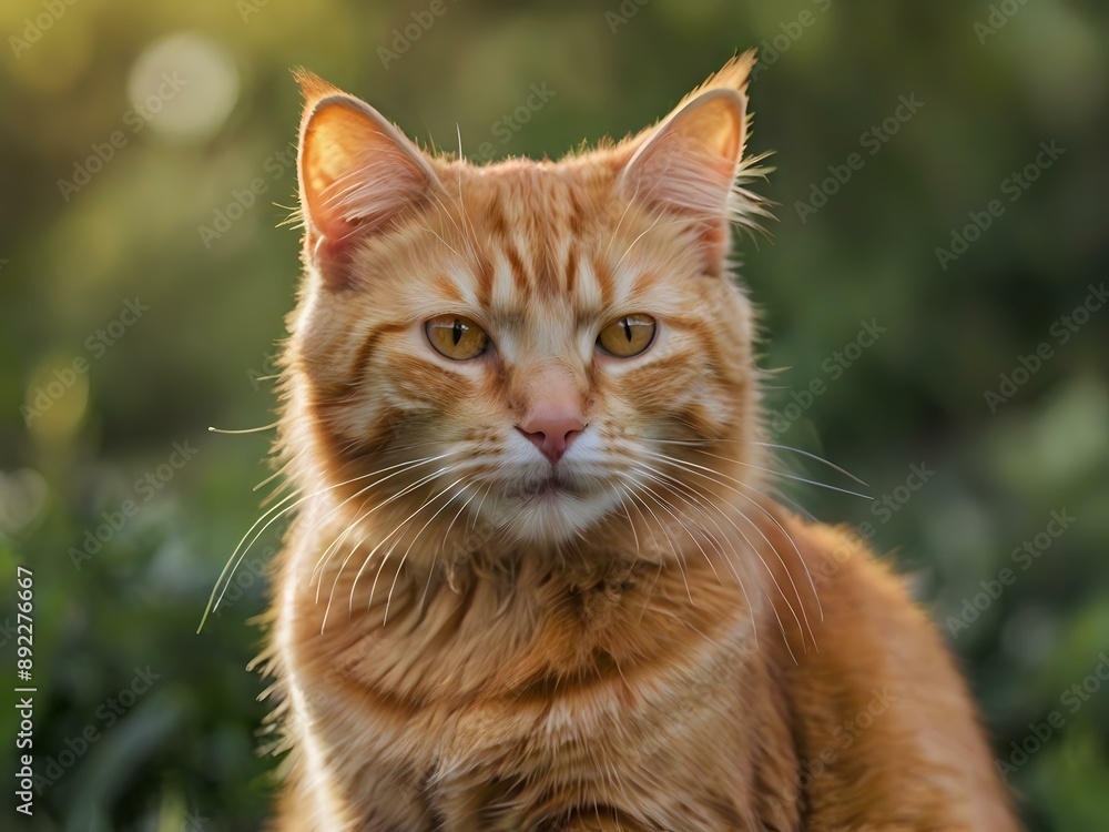 orange cat with blur background, orange cat is sitting and looking orange cat with blur background, orange cat is sitting and looking
