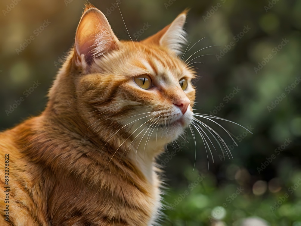 orange cat with blur background, orange cat is sitting and looking orange cat with blur background, orange cat is sitting and looking
