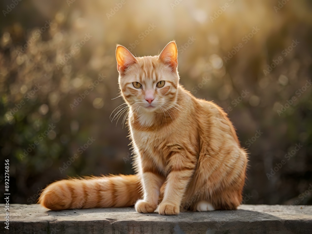 orange cat with blur background, orange cat is sitting and looking orange cat with blur background, orange cat is sitting and looking