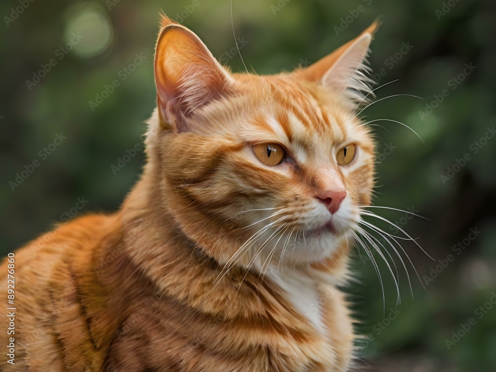 orange cat with blur background, orange cat is sitting and looking orange cat with blur background, orange cat is sitting and looking