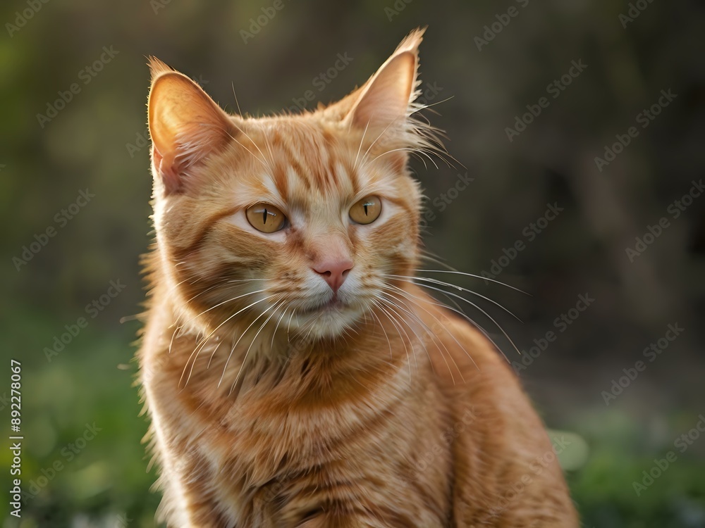 orange cat with blur background, orange cat is sitting and looking orange cat with blur background, orange cat is sitting and looking
