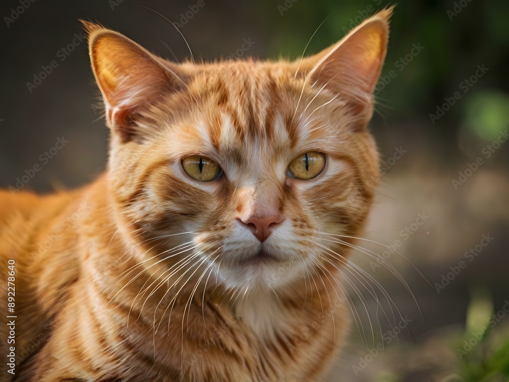 orange cat with blur background, orange cat is sitting and looking orange cat with blur background, orange cat is sitting and looking