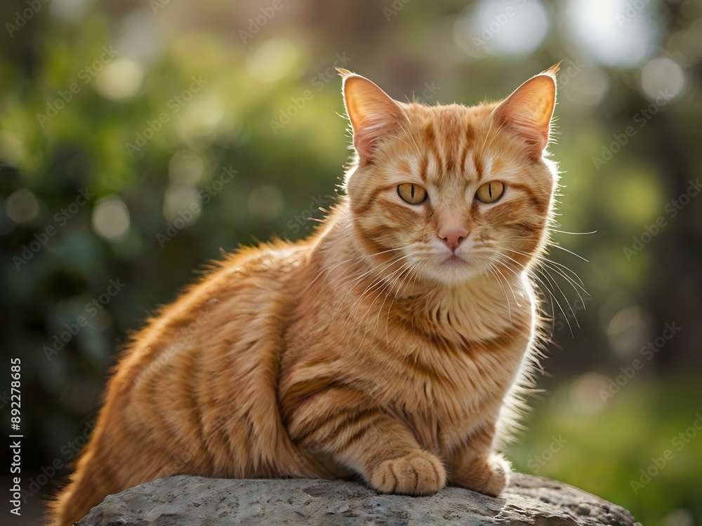 orange cat with blur background, orange cat is sitting and looking orange cat with blur background, orange cat is sitting and looking