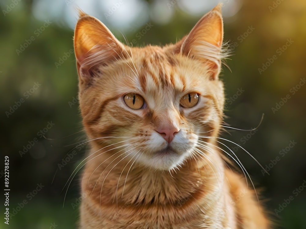 orange cat with blur background, orange cat is sitting and looking orange cat with blur background, orange cat is sitting and looking