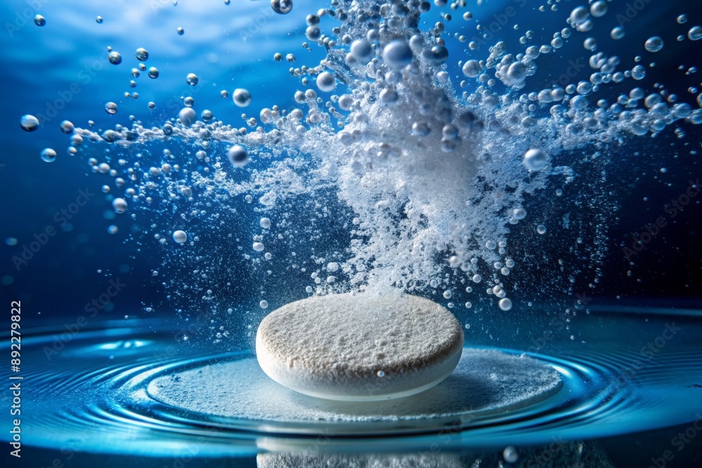 Effervescent pill dissolving in water