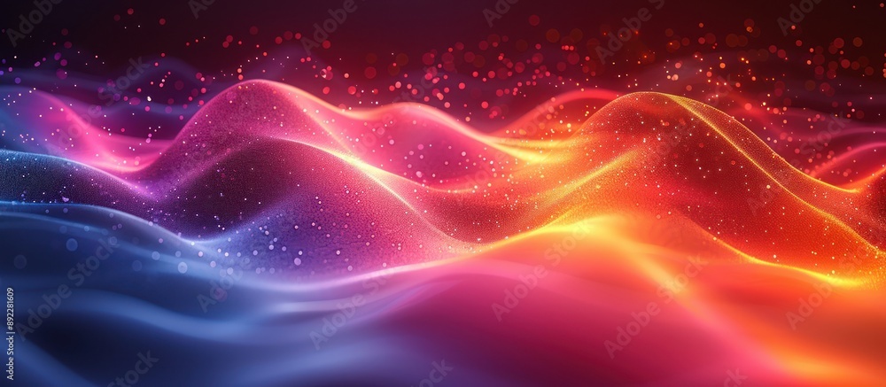 Fototapeta premium Abstract Wavy Background with Glowing Particles
