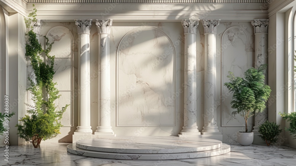 Naklejka premium Marble Interior With Sunbeams