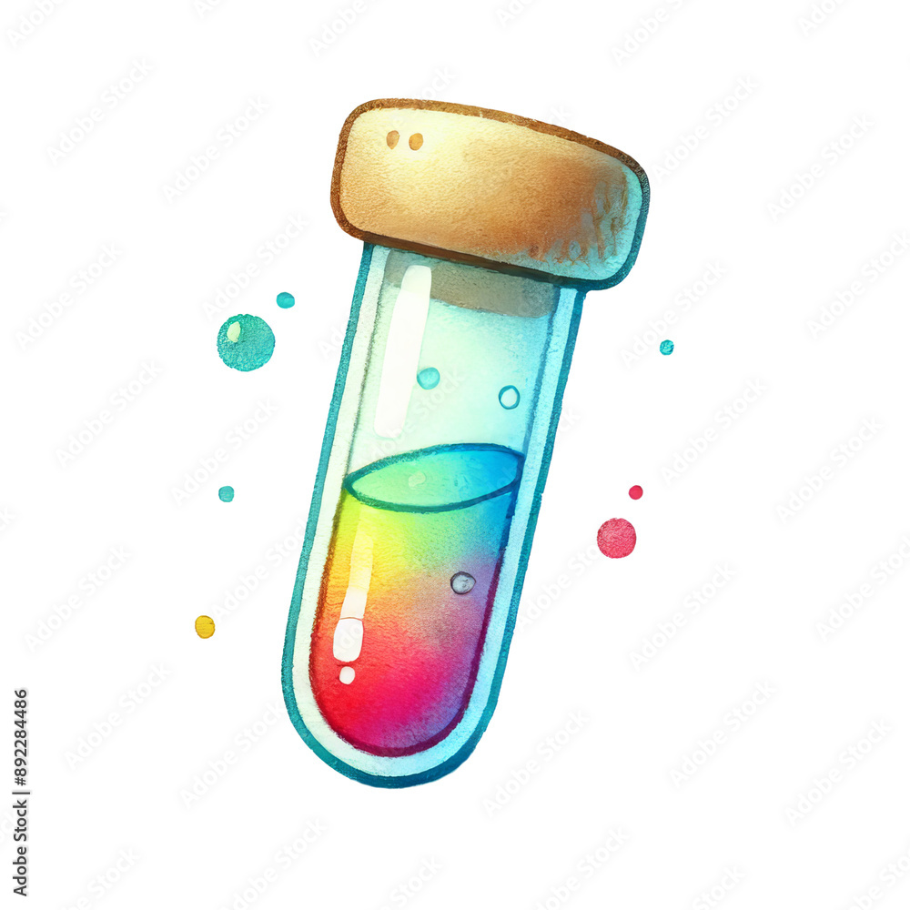 Vibrant test tube with colorful liquid and bubbles, perfect for science themes, educational materials, or chemistry illustrations. Vibrant test tube with colorful liquid and bubbles, perfect for science themes, educational materials, or chemistry illustrations.