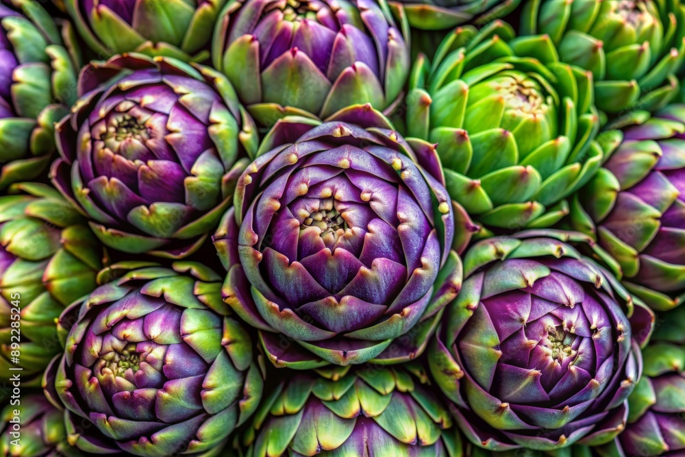 Top view artichoke flower buds Top view artichoke flower buds