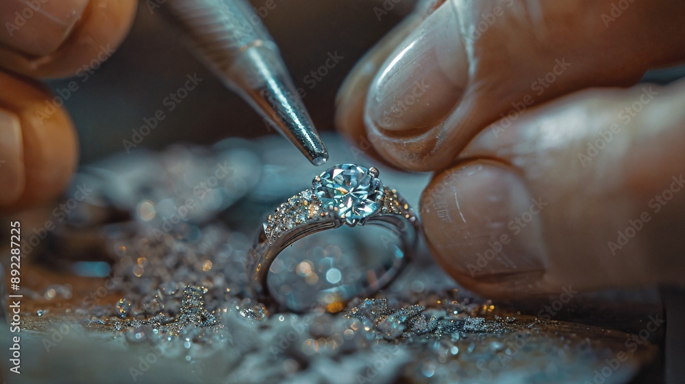 a person is working on a diamond ring a person is working on a diamond ring