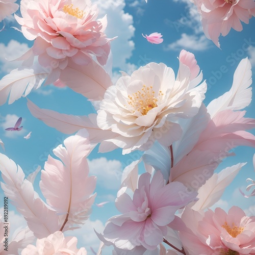 Feather with cloud with sweet pastel