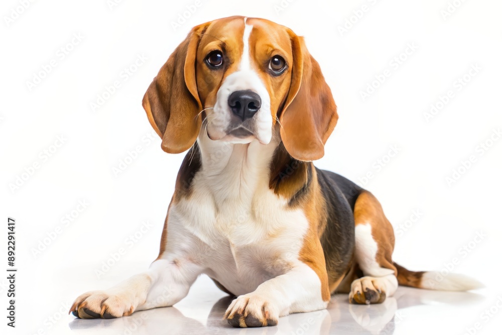Adorable beagle dog posing in various positions, including sitting, standing, portrait, and lying down, on a clean white background, showcasing its cuteness and friendly nature. Adorable beagle dog posing in various positions, including sitting, standing, portrait, and lying down, on a clean white background, showcasing its cuteness and friendly nature.