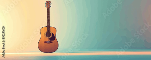 A guitar, its strings strummed to create harmony, a symbol of passion and creativity, set against a plain white surface. Vector flat minimalistic isolated illustration.