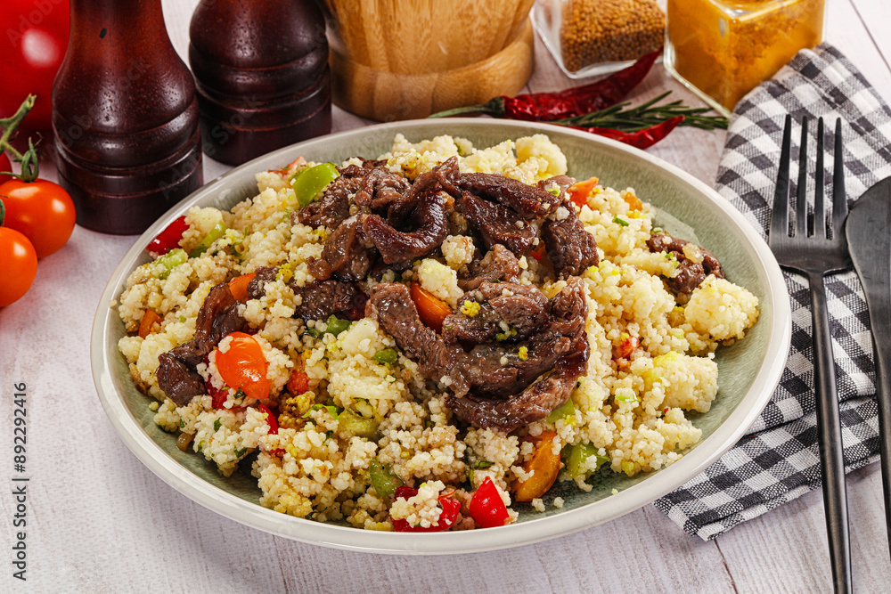 Traditional couscous with beef and vegetables Traditional couscous with beef and vegetables