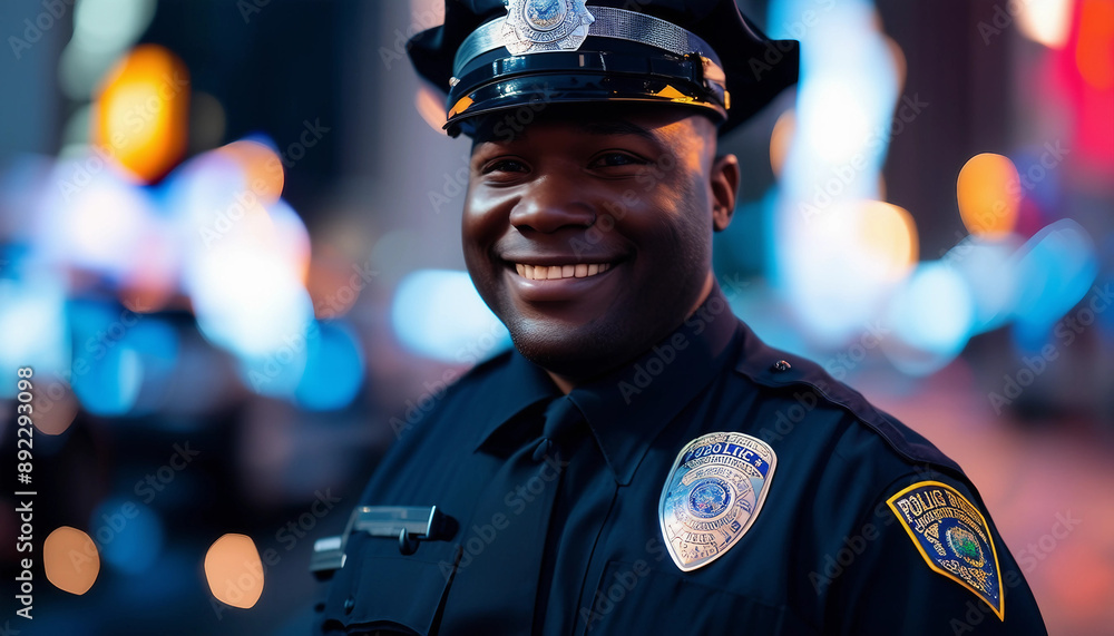 portrait of an African American NYPD officer with a friendly smile on the streets of New York
portrait of an African American NYPD officer with a friendly smile on the streets of New York
