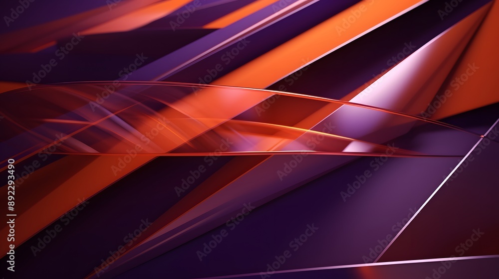 Fototapeta premium 3d rendering of orange and purple abstract geometric background. Scene for advertising, technology, showcase, banner, game, sport, cosmetic, business, metaverse. Sci-Fi Illustration. Product display