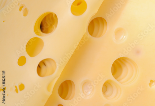 Yellow cheese with holes before serving