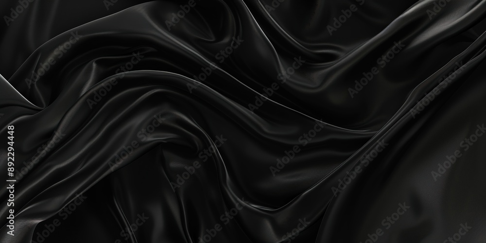 Luxurious Black Silk Satin Background with Flowing Fabric Waves, Perfect for Elegant and Cinematic Design Presentations Luxurious Black Silk Satin Background with Flowing Fabric Waves, Perfect for Elegant and Cinematic Design Presentations