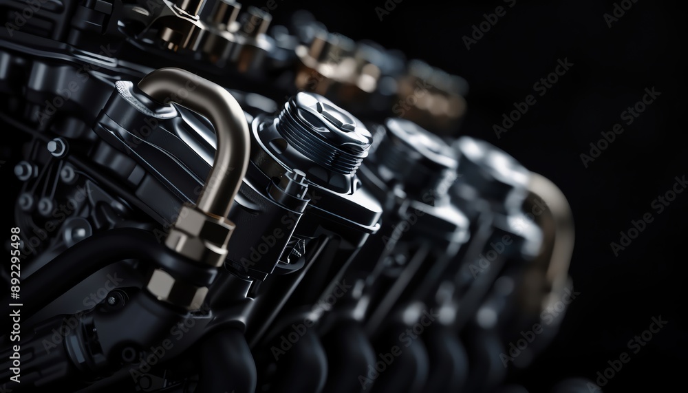 Fototapeta premium Close-up of a powerful engine with intricate details.