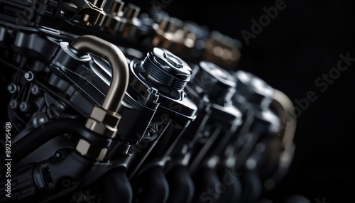 Close-up of a powerful engine with intricate details. © narak0rn