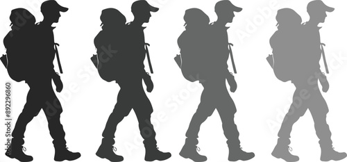 backpacker silhouette vector illustration