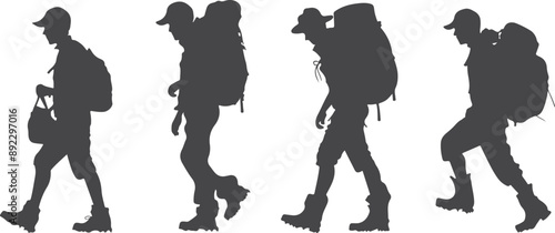 backpacker silhouette vector illustration