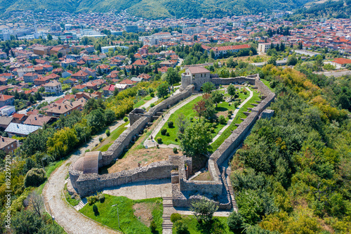 Peshtera, Bulgaria 08.21.2020 - Aerial view of the ancient Peristera fortress photo