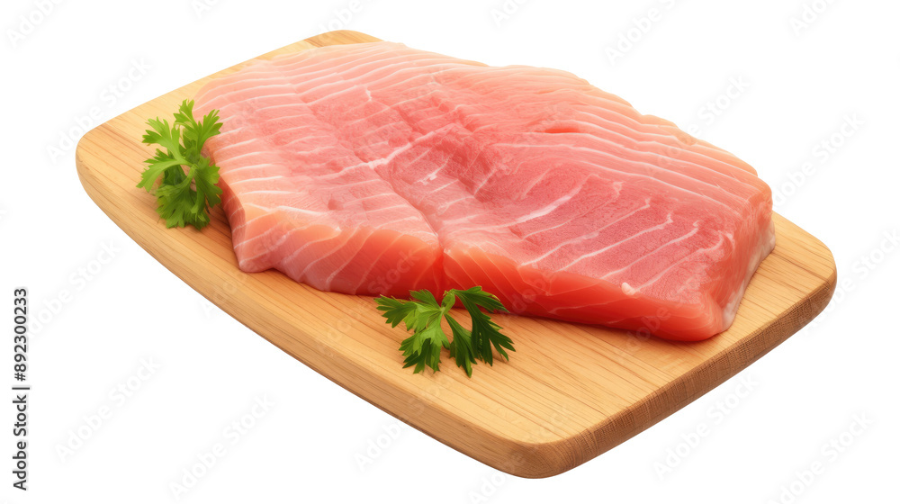 Raw fish steak on white isolated on clear png background and transparent background. food drink and dessert concept for cafe and restaurent, AI generative. Raw fish steak on white isolated on clear png background and transparent background. food drink and dessert concept for cafe and restaurent, AI generative.