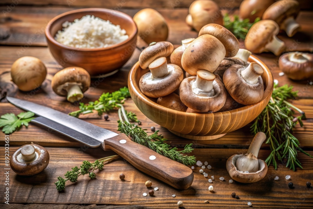 Fresh raw champignons Fresh raw champignons