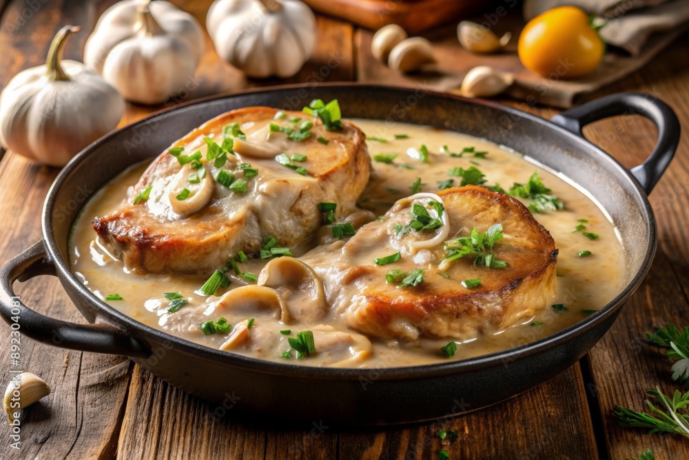 Creamy pork chops in onion mushroom sauce Creamy pork chops in onion mushroom sauce